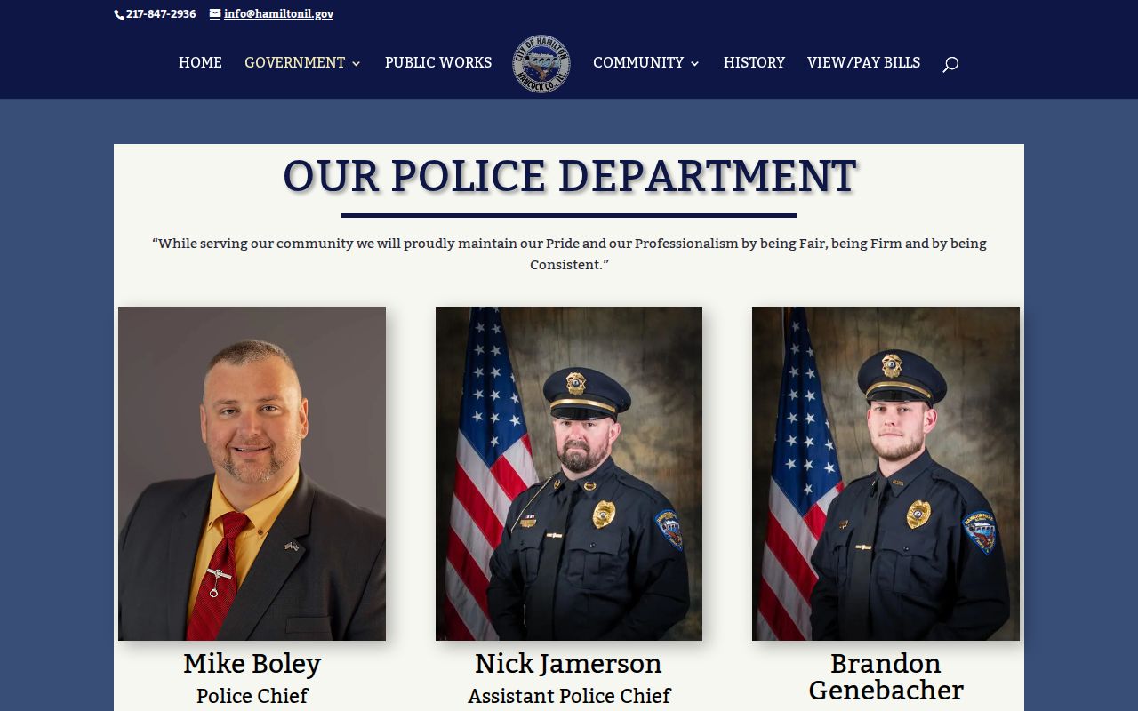 Hancock County Hamilton Police Department page for city arrest records