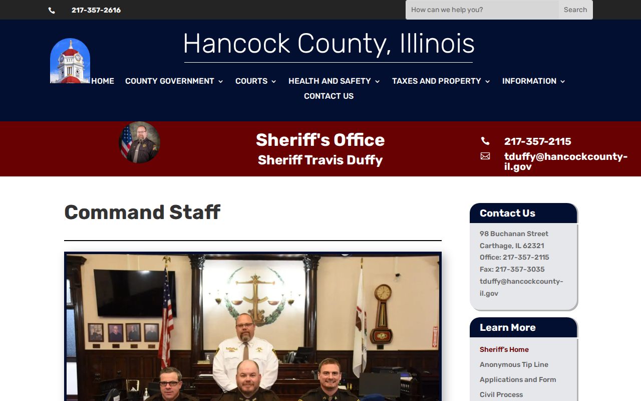 Hancock County Sheriff official source page for jail and arrest records