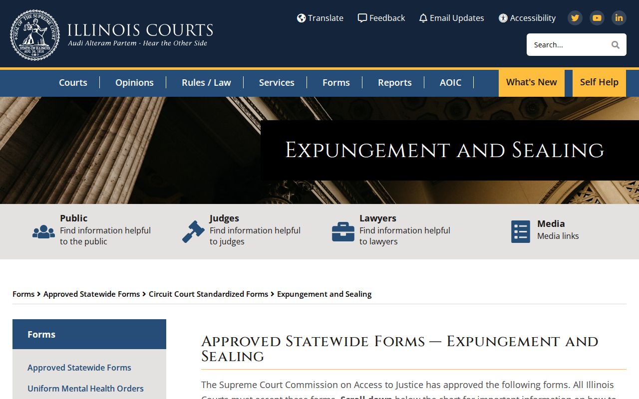 Hancock County Illinois expungement and sealing forms for arrest records
